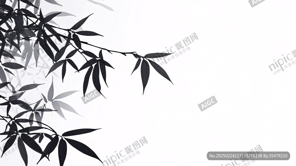 意境水墨竹叶