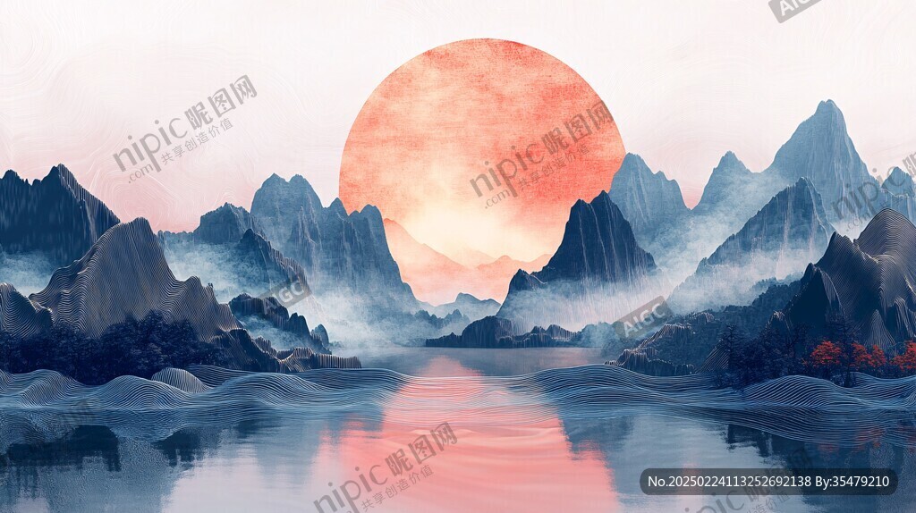 中秋山河背景