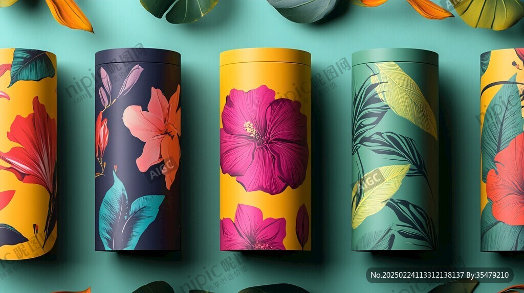茶叶罐包装插画