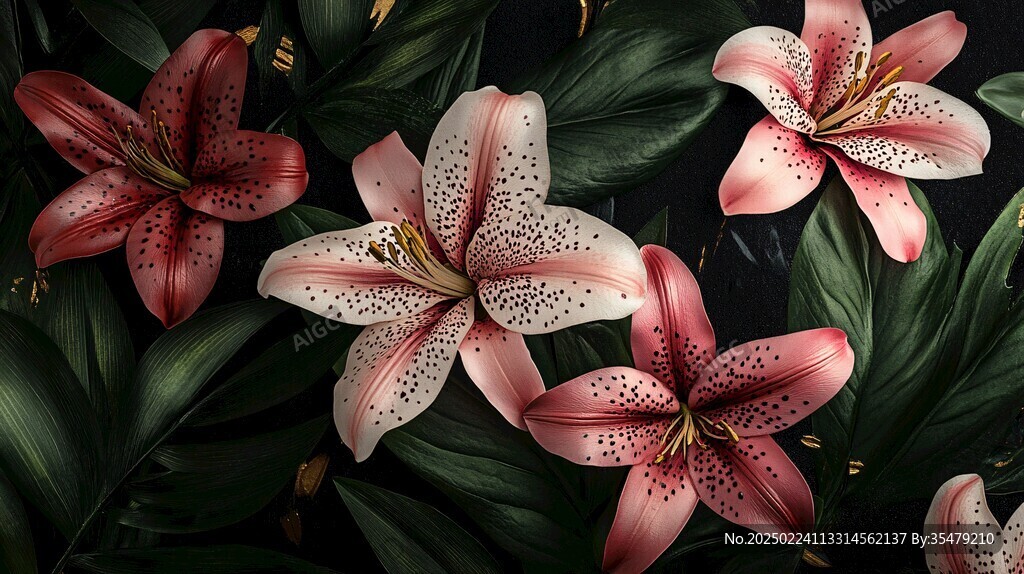 黑底百合花