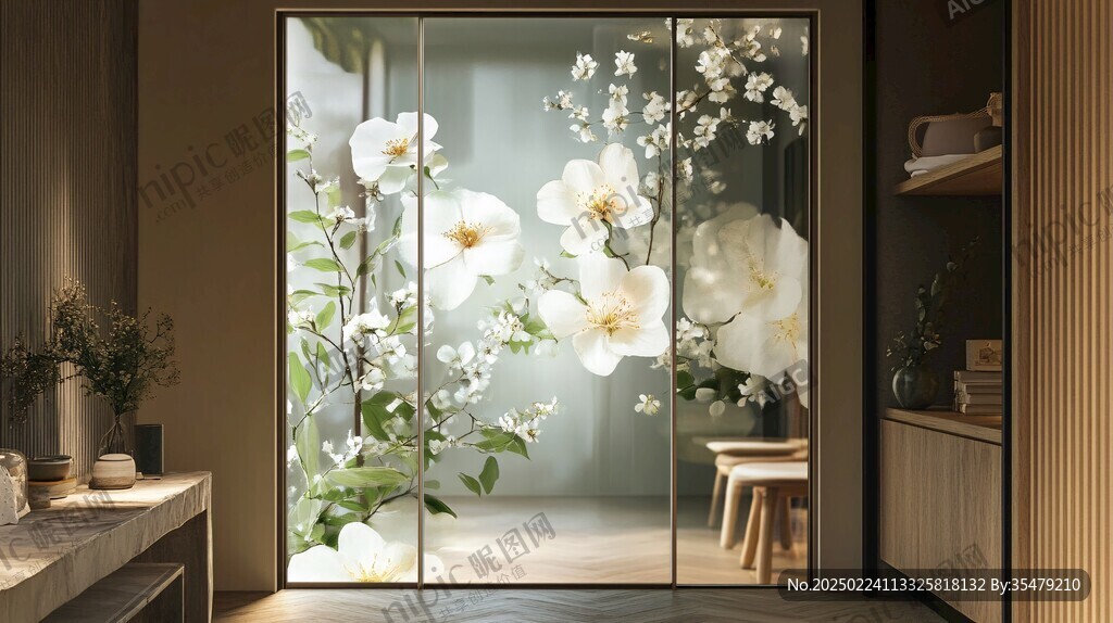 玻璃门装饰花