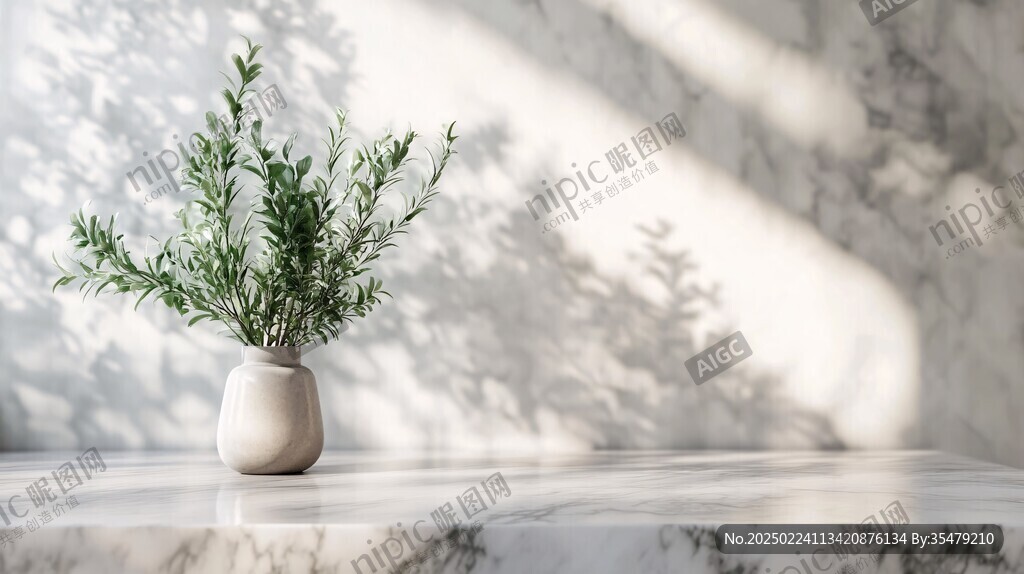 灯光下的花瓶