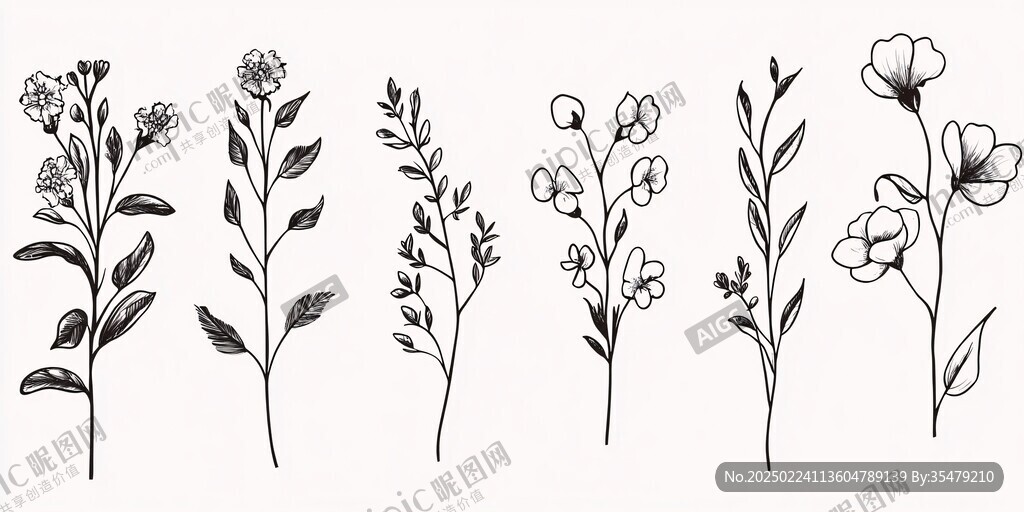 线刻花草