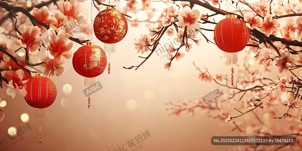 灯笼梅花背景图