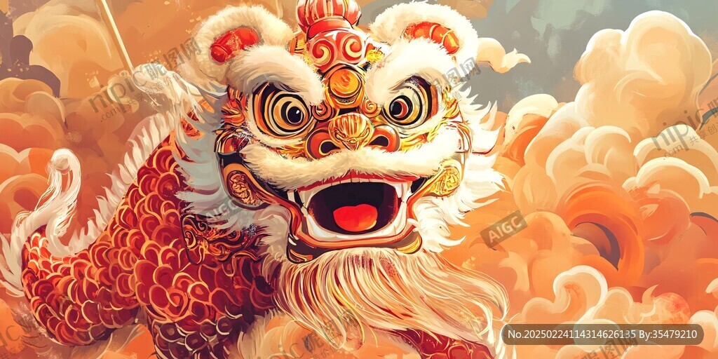 舞狮包装插画
