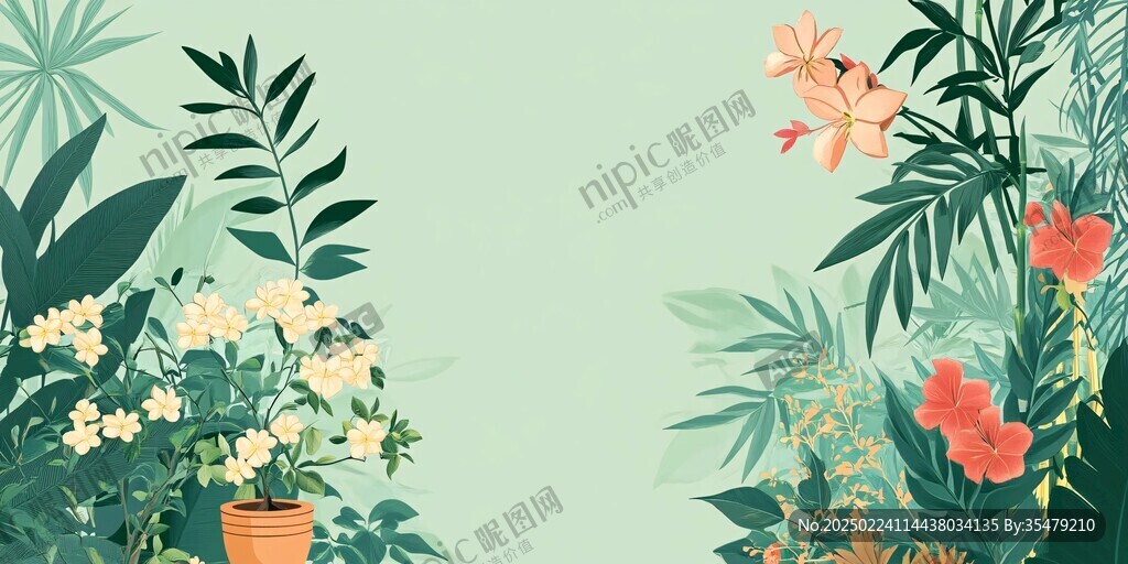植物背景扁平插画