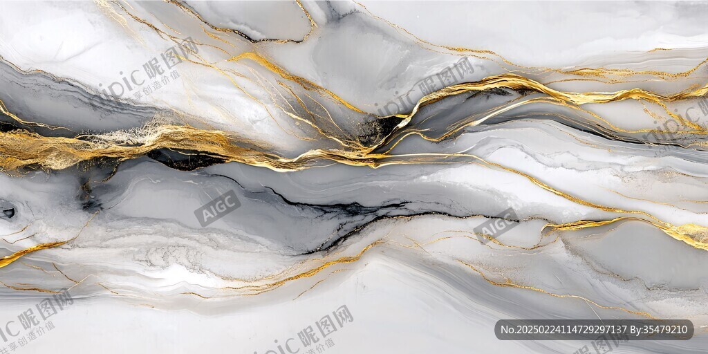 抽象金色线条大理石纹