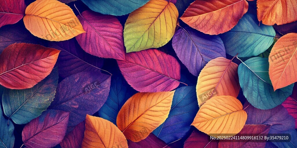 五彩树叶背景实拍