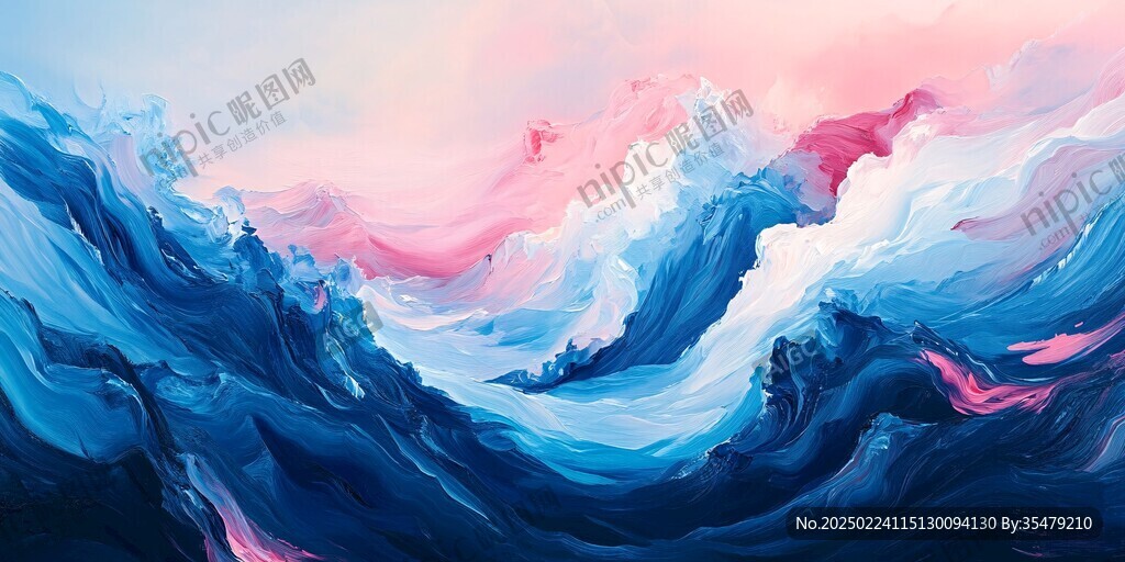 海洋渐变抽象流体画