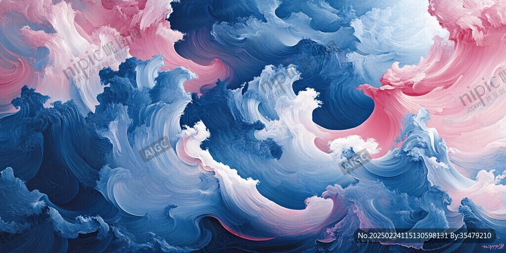 海洋渐变抽象流体画