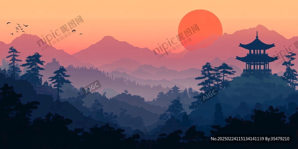 爱晚亭插画
