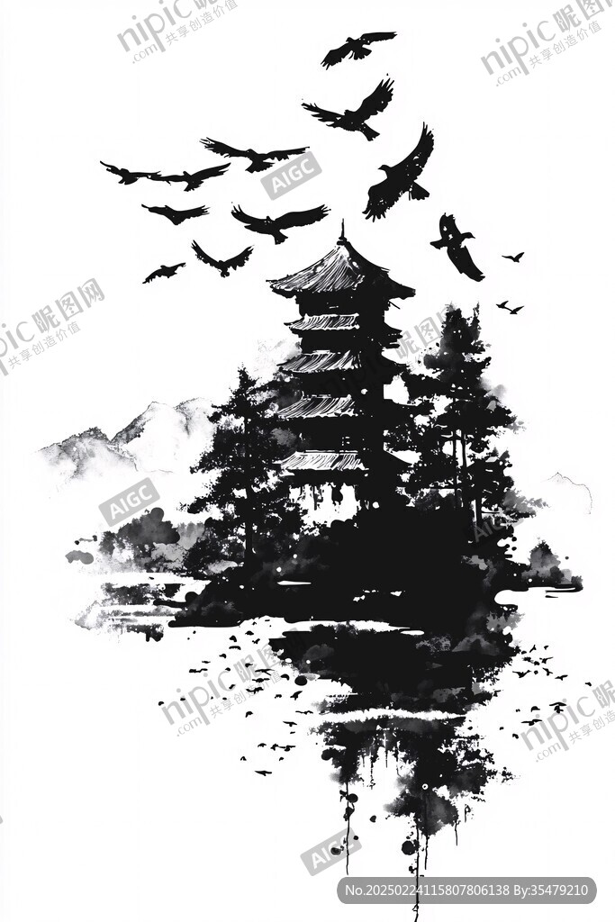 水墨建筑高端