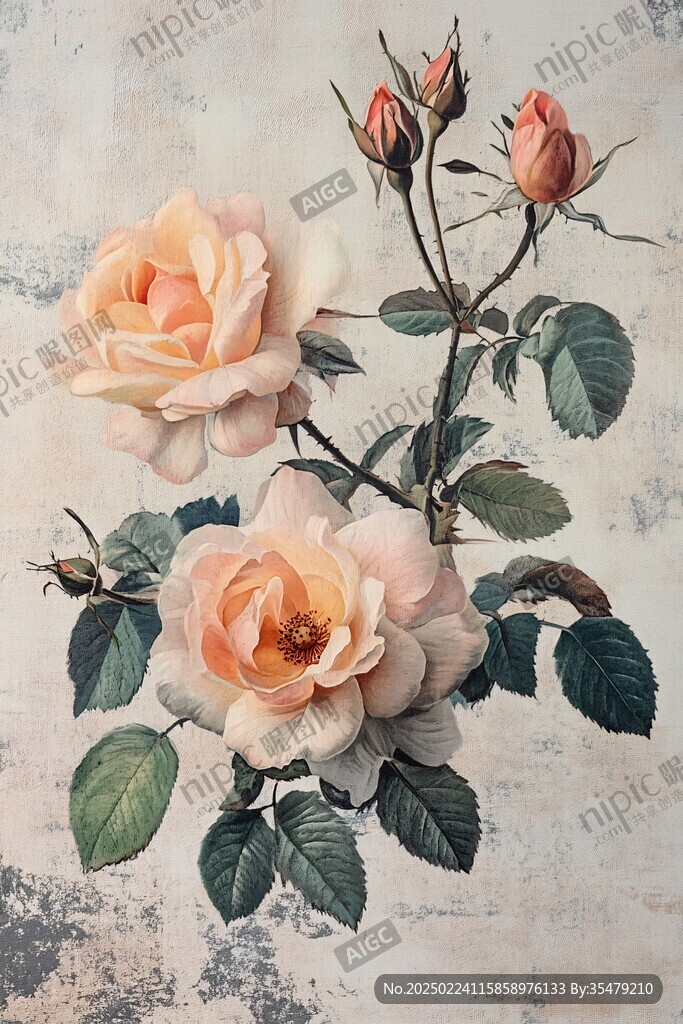 玫瑰油画玫瑰花卉