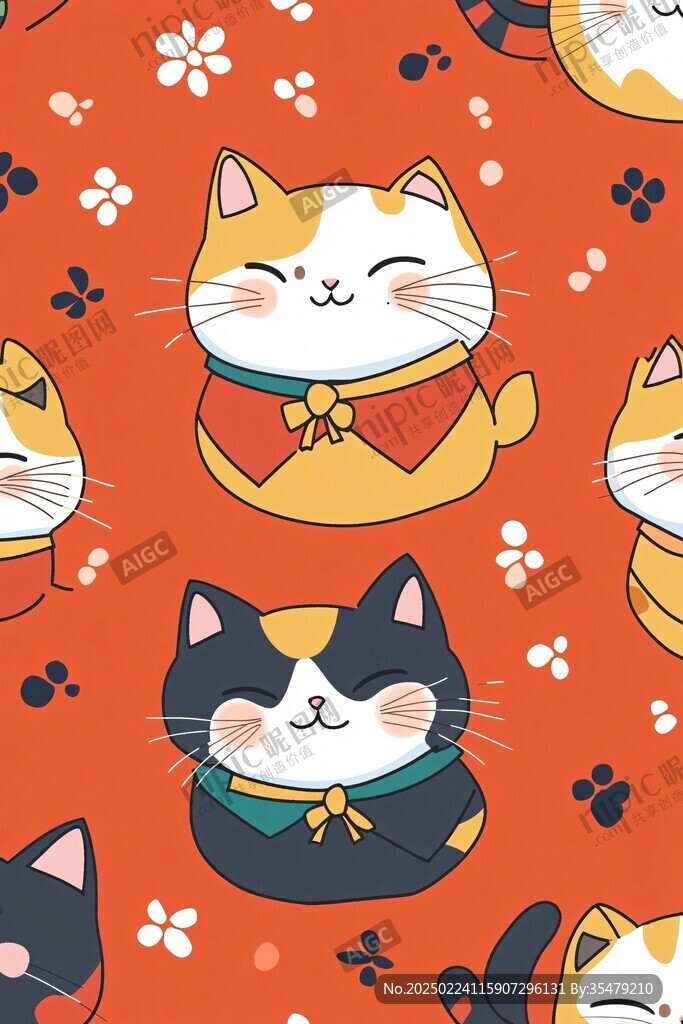 招财猫底纹