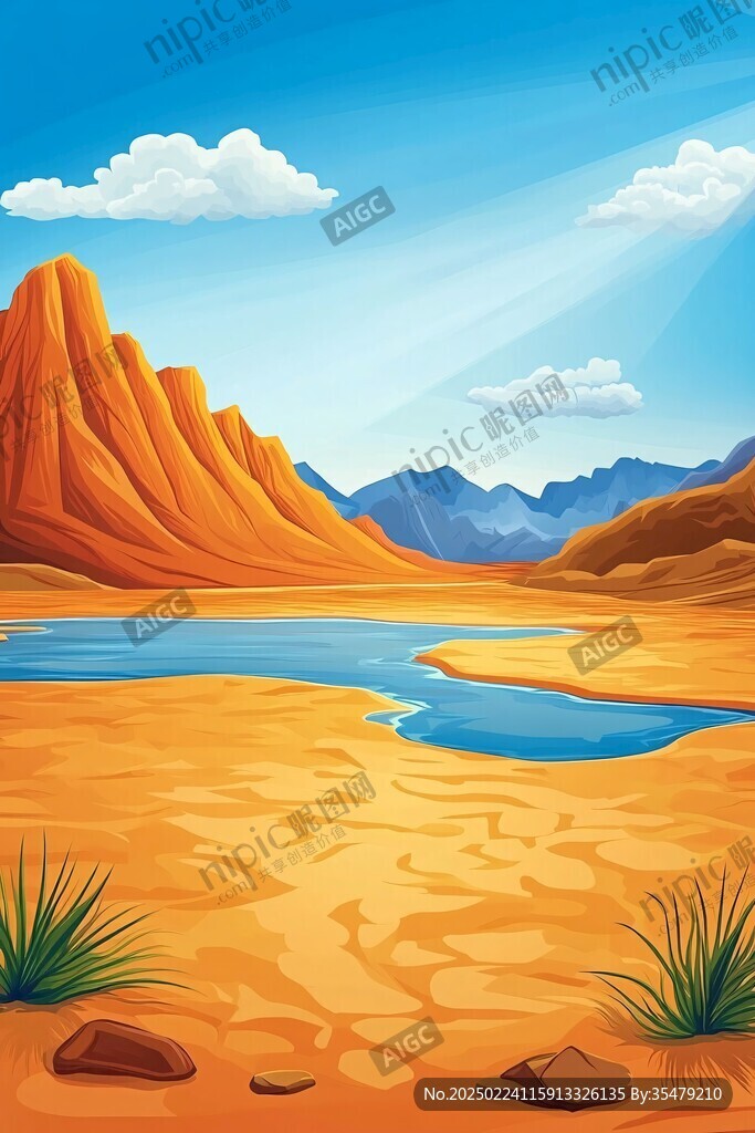 大漠荒野风景画