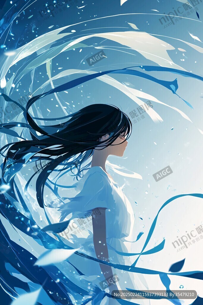 梦幻唯美蓝色系少女