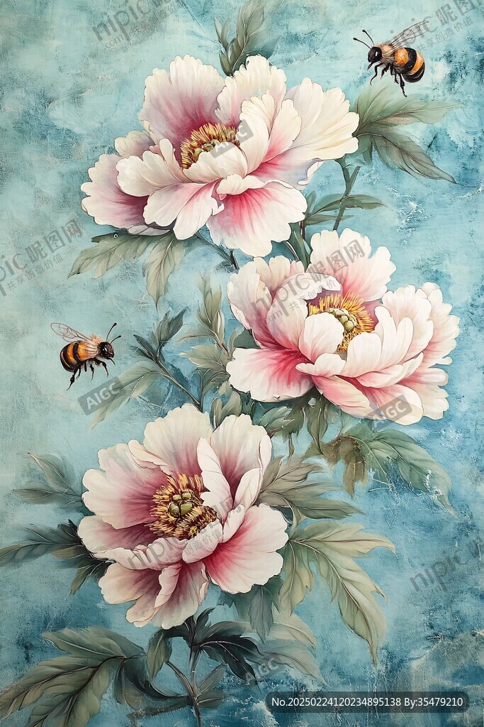 手绘工笔画花鸟画油画