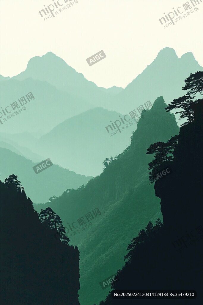 山峰群山远山禅意禅境