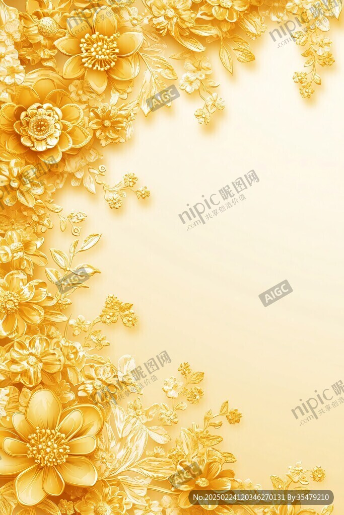金色牡丹花纹