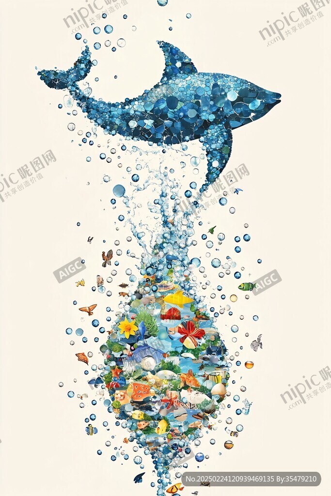 海豚创意插画
