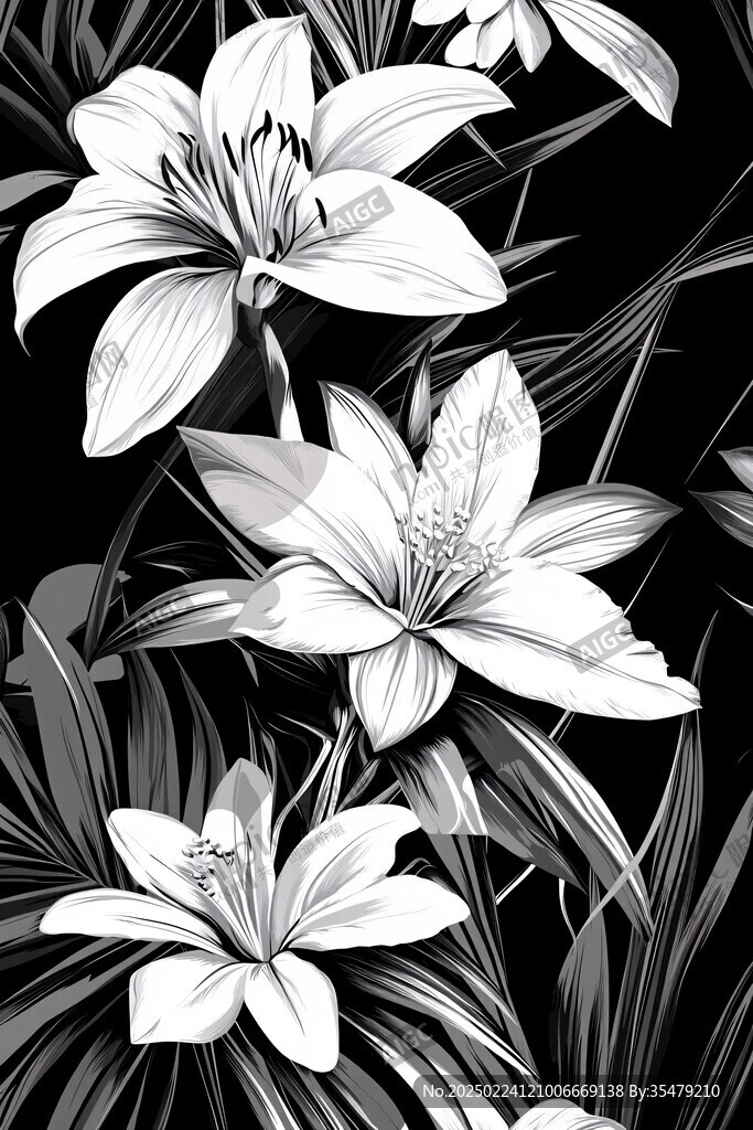 黑白百合花