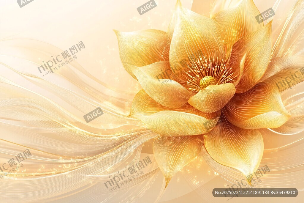 高精手绘黄金拉丝花卉