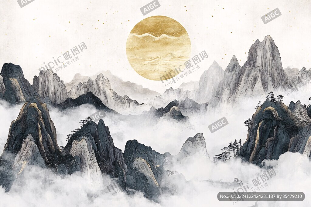 新中式古典复古山水画
