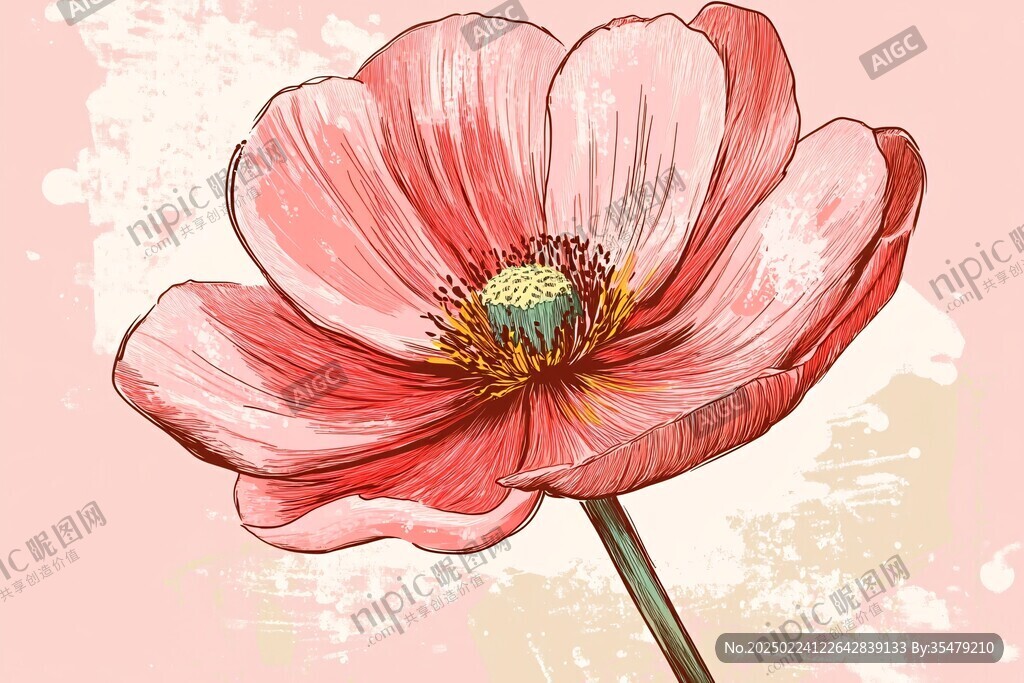 银莲花插画