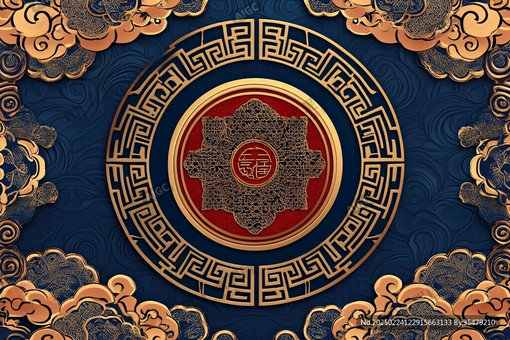蒙古族喜图案设计金色