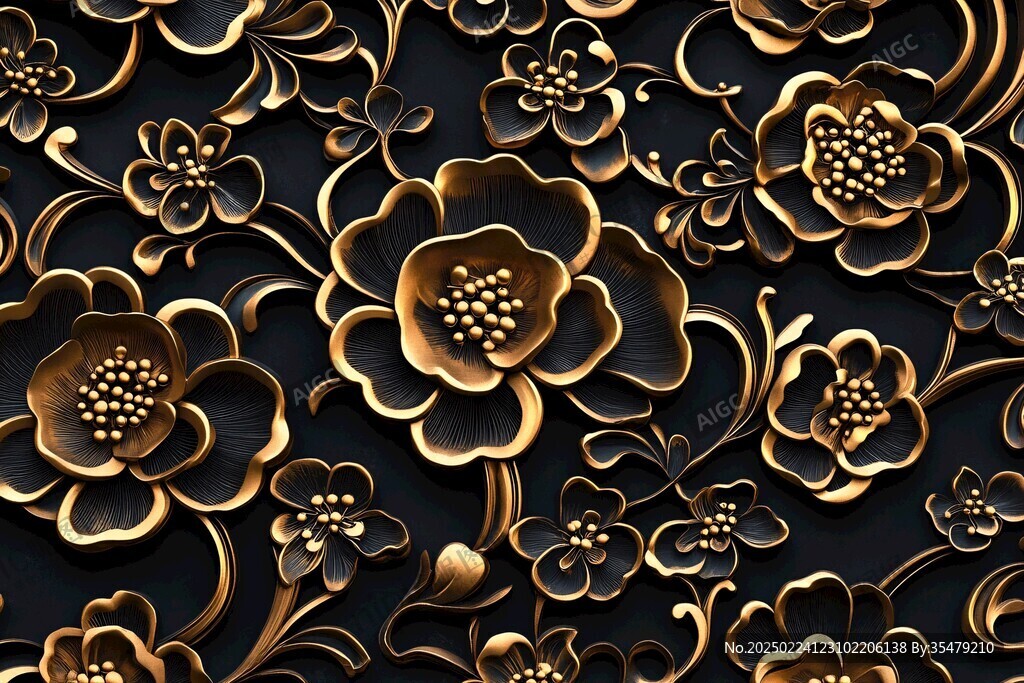 3d浮雕金属牡丹花