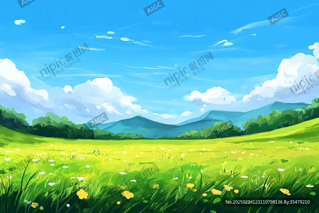 草地场景插画