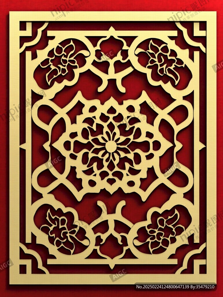 金色木雕花纹图案