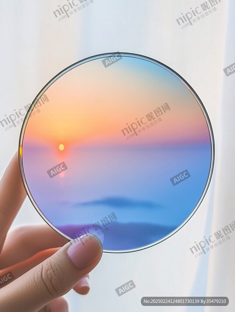 反光镜中的夕阳
