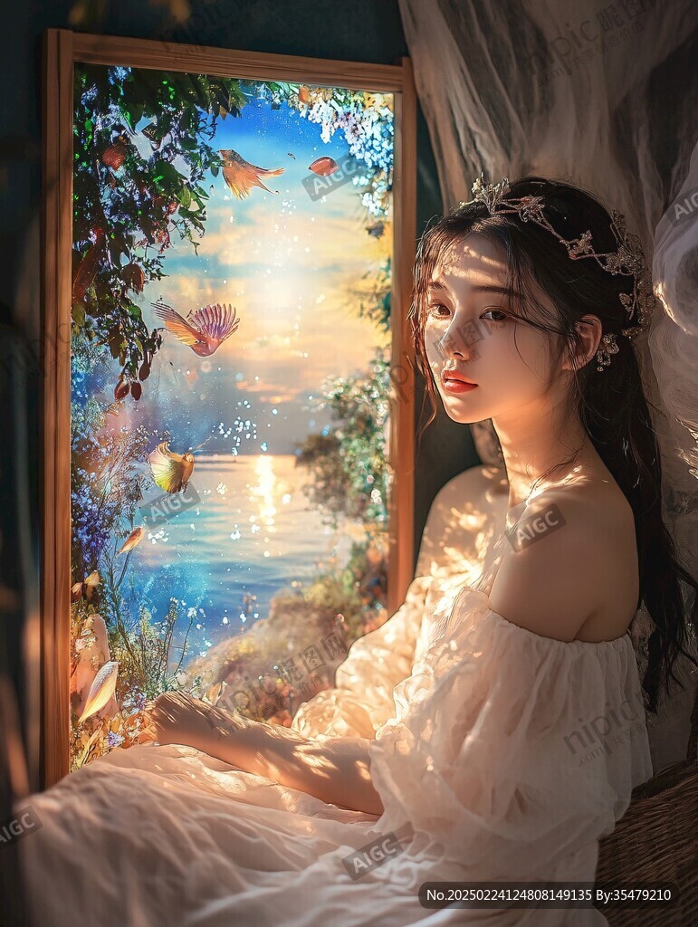 梦幻唯美蓝色系少女