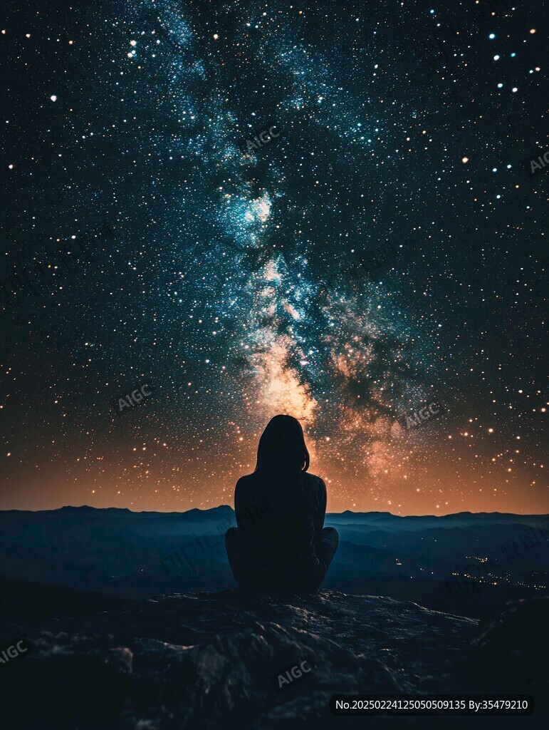 星辰大海女孩背影