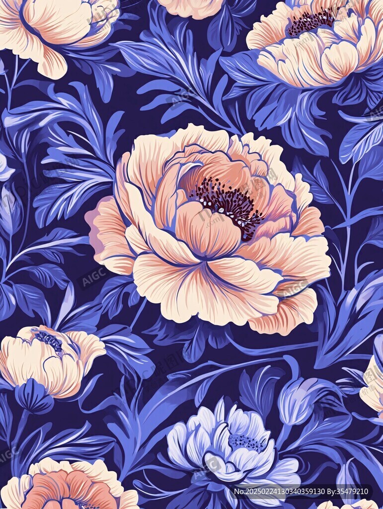 牡丹插画底纹