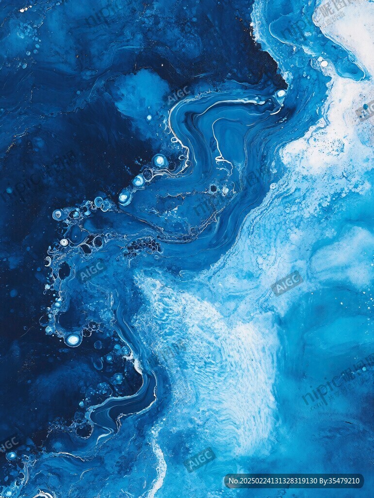 蓝色流体创意抽象画