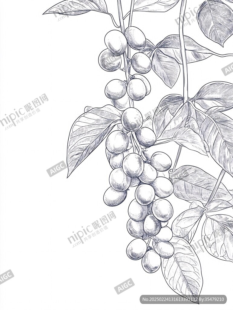 木蓝莓线稿
