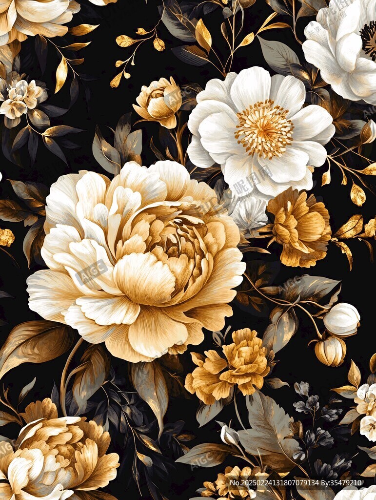 手绘质感牡丹花