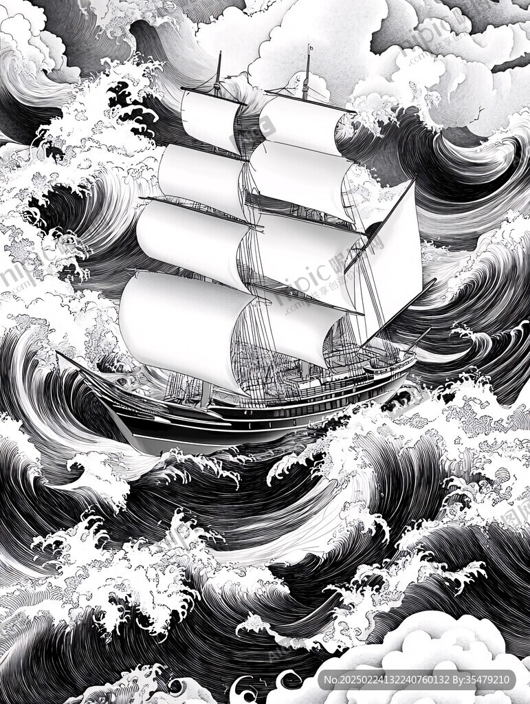 乘风破浪包装插画