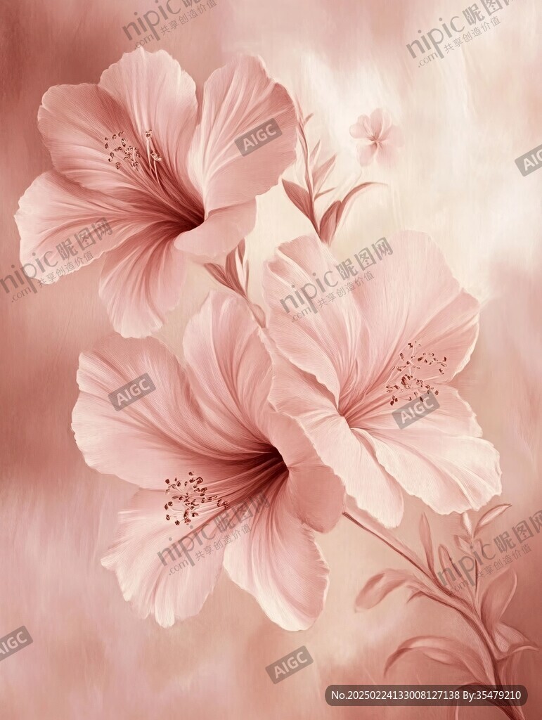 典雅木槿花装饰画