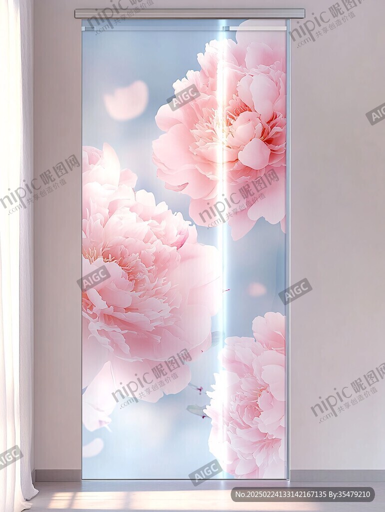 推拉门荷花