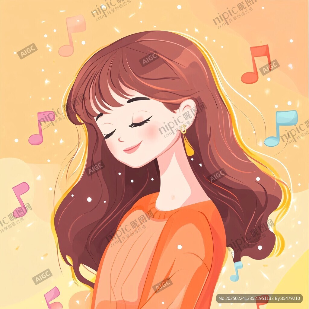 女歌手插画