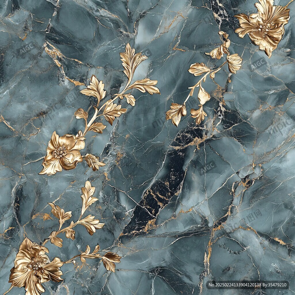 蓝底金线大理石