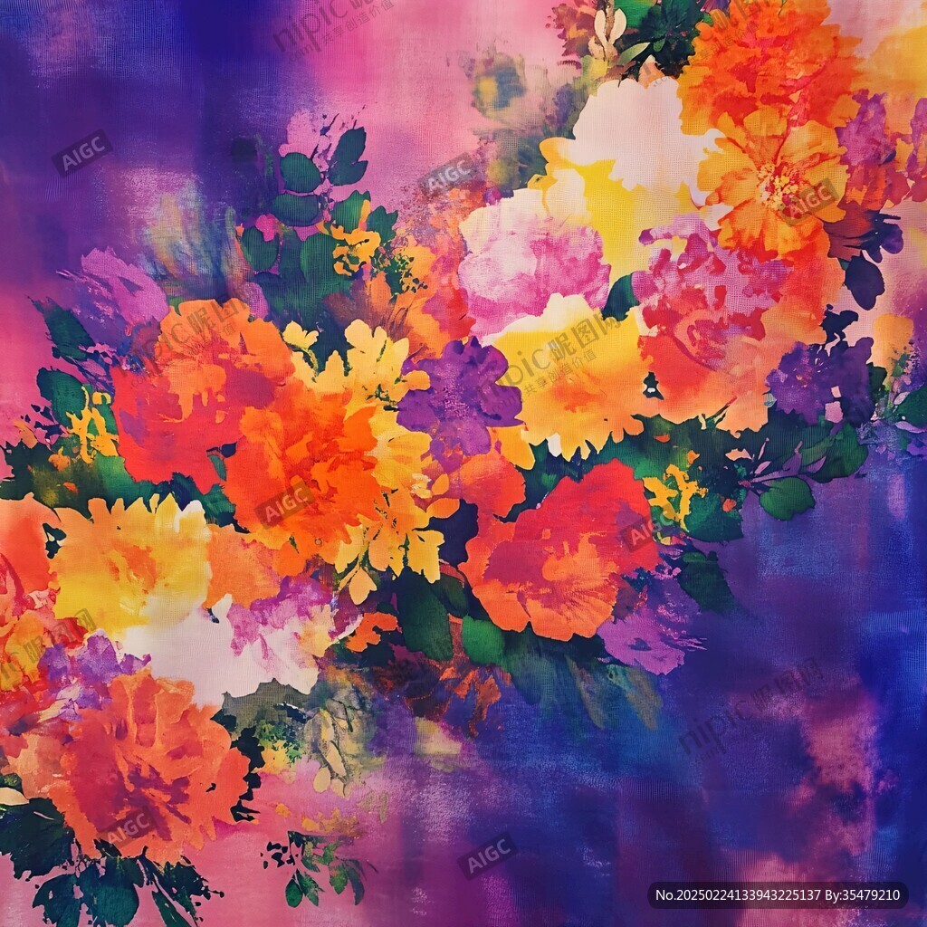 现代抽象花卉油画