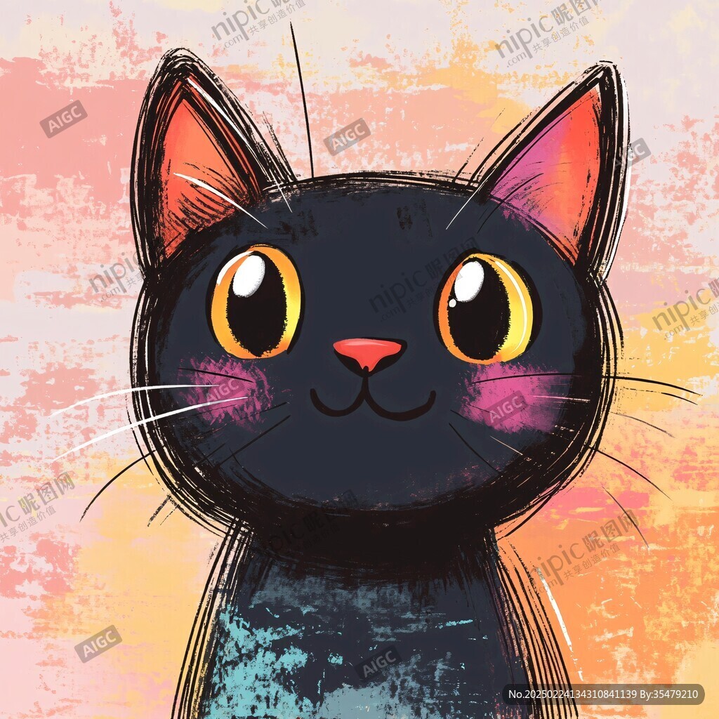 小黑猫插画
