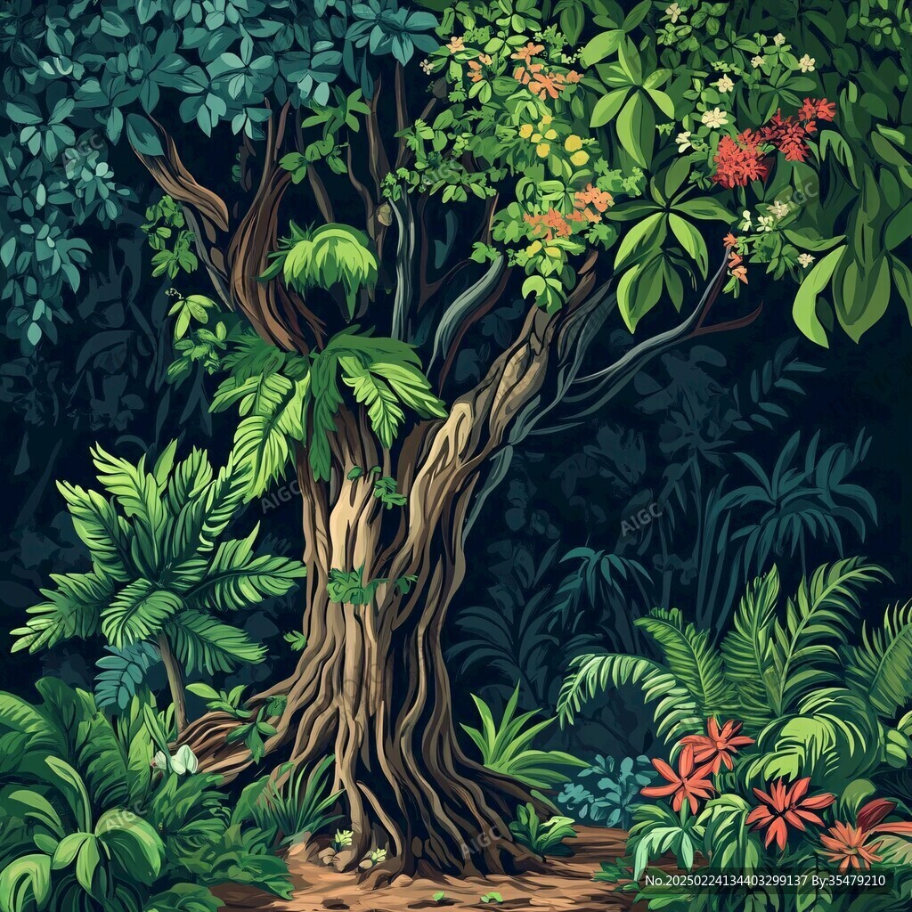 热带雨林花草树木背景