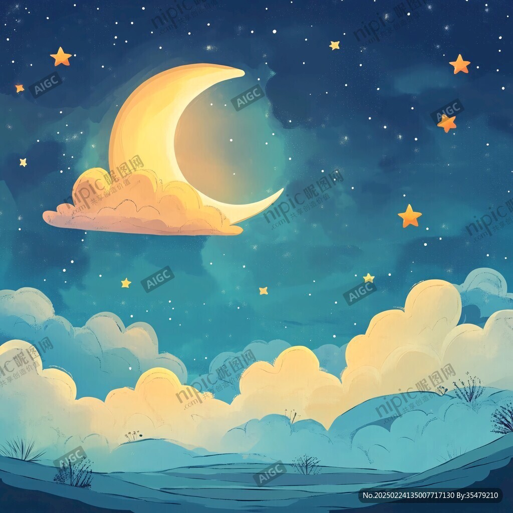 夜晚云彩星星