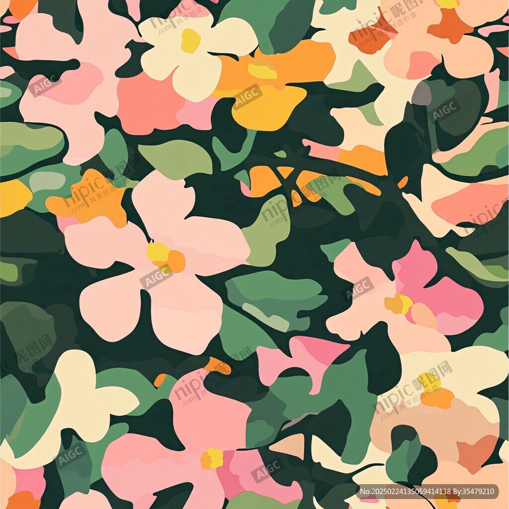迷彩植物花卉原创花纹