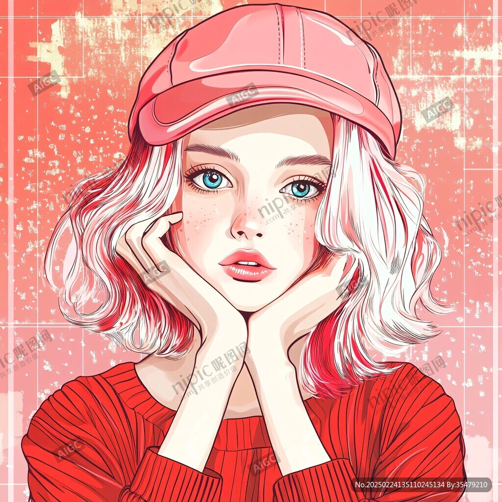 潮流插画美女人物插画